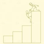 Growth Graphic with Abstract Men Climbing in Sketch Style